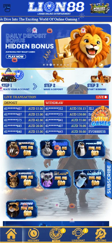 Lion88 Casino mobile layout for smartphone play across casino and sports markets